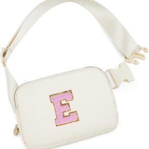 Chenille Style Initial “E” Belt Bag – Adjustable Crossbody Waist Bag